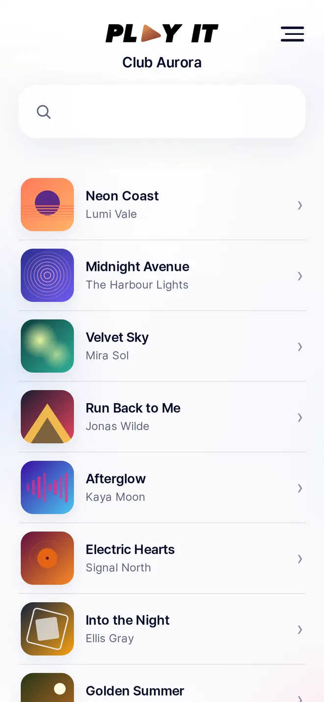 Searching for a song in PLAY IT
